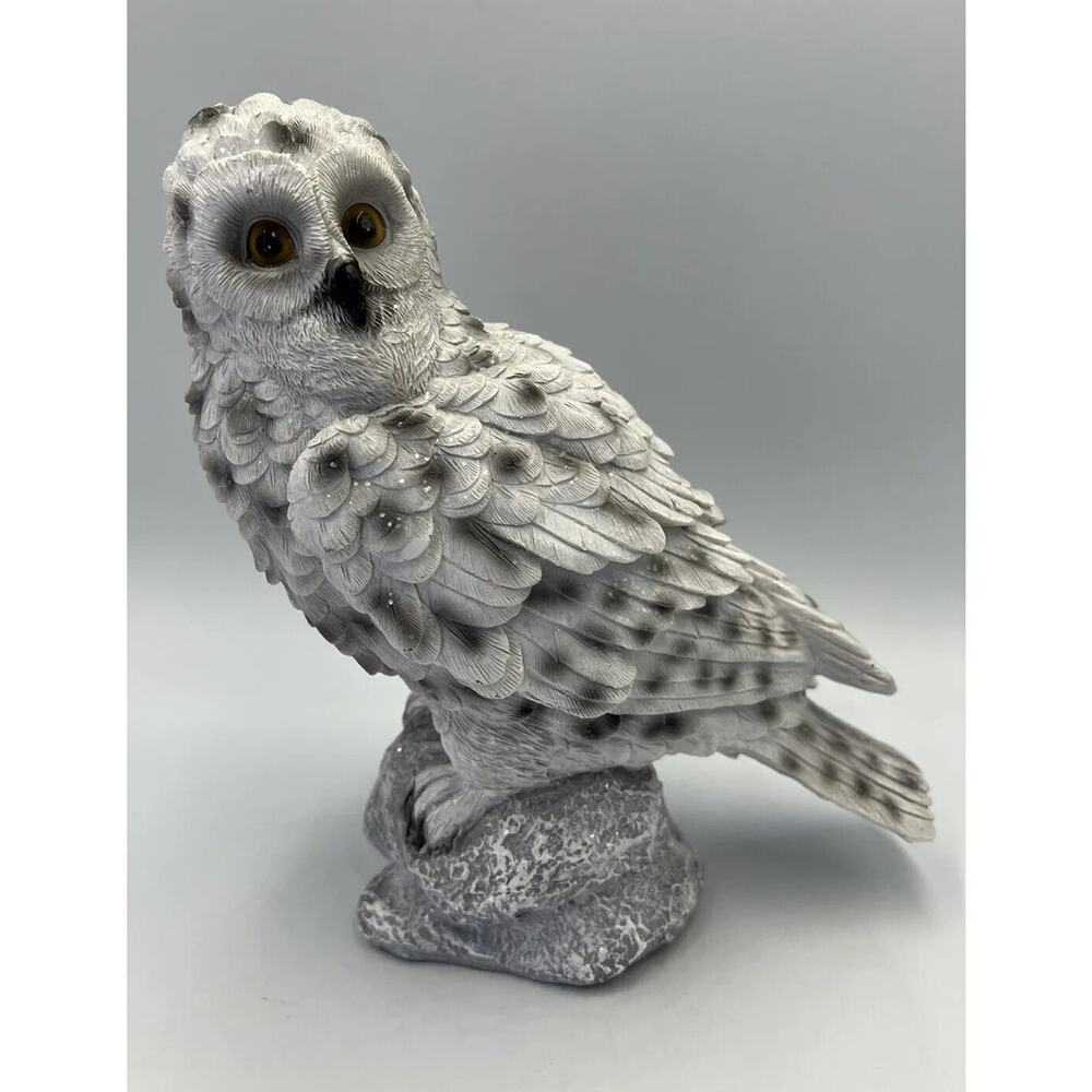 Cracker Barrel Owl Figurine White Snow Sparkle‎ Glitter Decor Animal